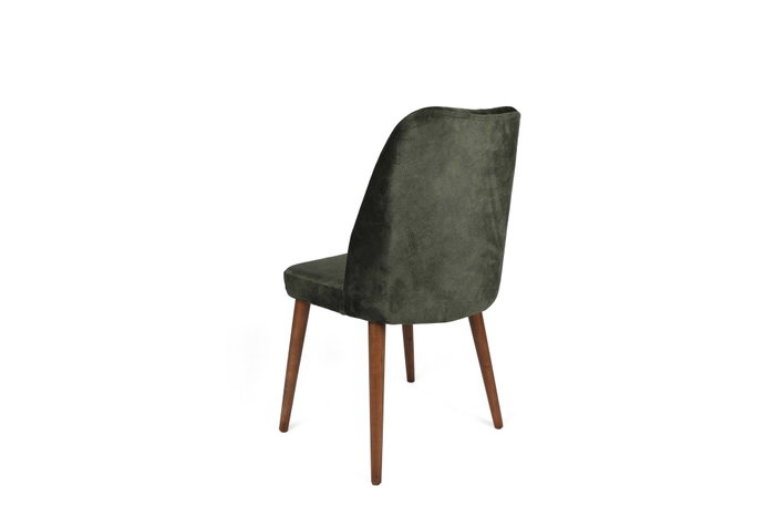Hanah Home Alfa-462 V2 Juego de 2 Sillas de Terciopelo Caqui y Nogal